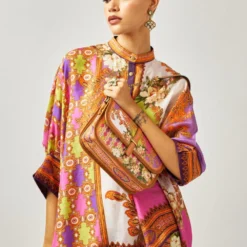 Rajdeep Ranawat Pink Band Collar Floral Tunic 10 Rajdeep Ranawat Pink Band Collar Floral Tunic -Textalux Sales 011223rr06 4