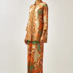 Rajdeep Ranawat Maizah Serene Green Floral Printed Shirt Top -Textalux Sales 011223rr31 3