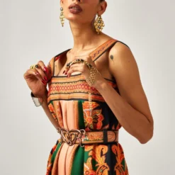 Rajdeep Ranawat Rambha Beige & Orange Floral Printed Jumpsuit -Textalux Sales 011223rr43 4