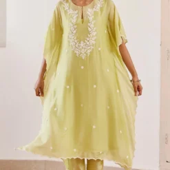 Amisha Kothari Zareena Green Kaftan Set -Textalux Sales 06052023ak11 2