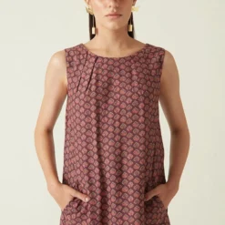 Payal Pratap Persian Red Bukit Printed Dress -Textalux Sales 0702pp09 4