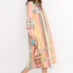 Rara Avis Rainbow Striped Gathered Dress -Textalux Sales 0902ra02 2