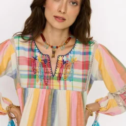 Rara Avis Rainbow Striped Gathered Dress -Textalux Sales 0902ra02 4