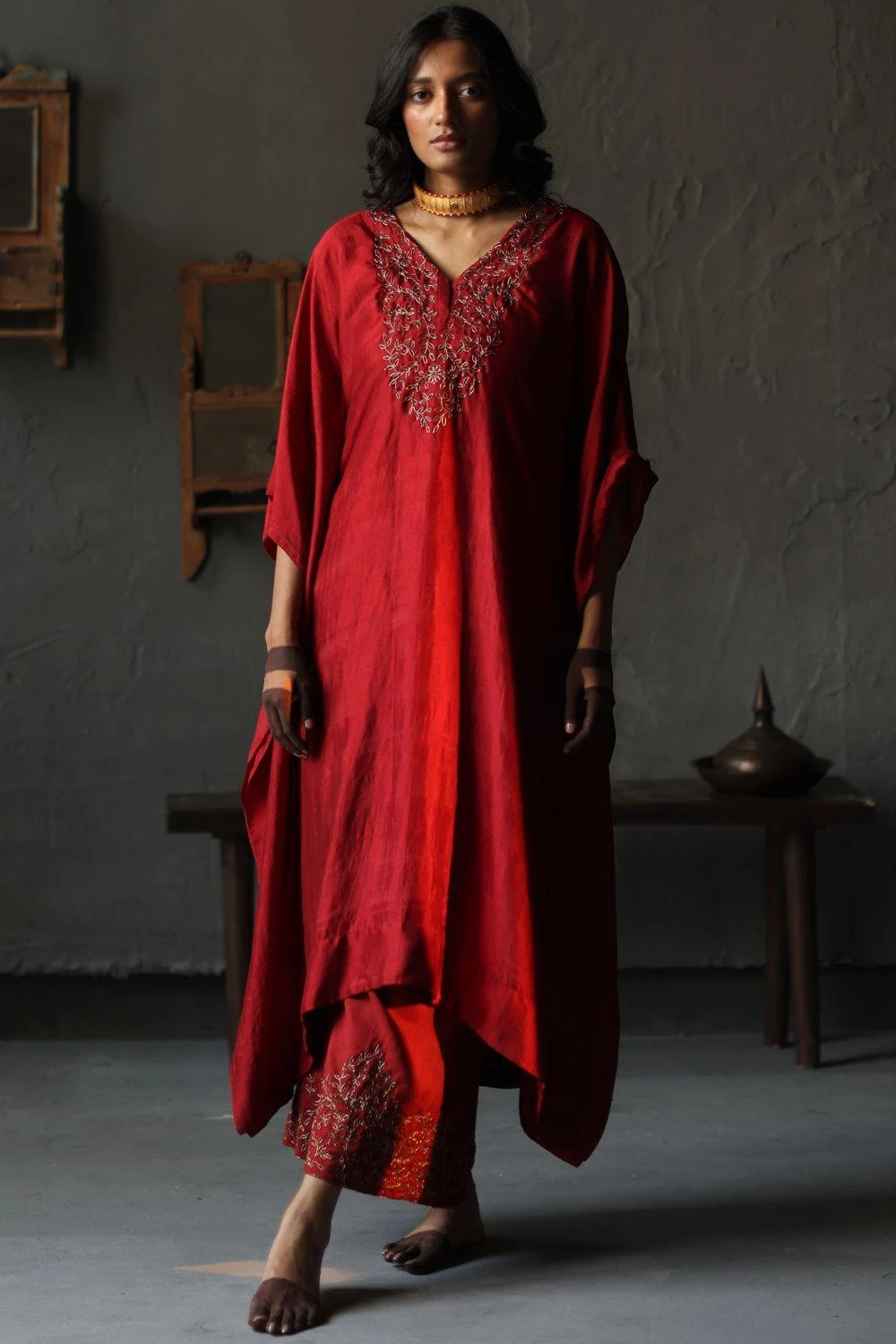 Shorshe Ruby Red Nushka Kaftan Set 3 Shorshe Ruby Red Nushka Kaftan Set