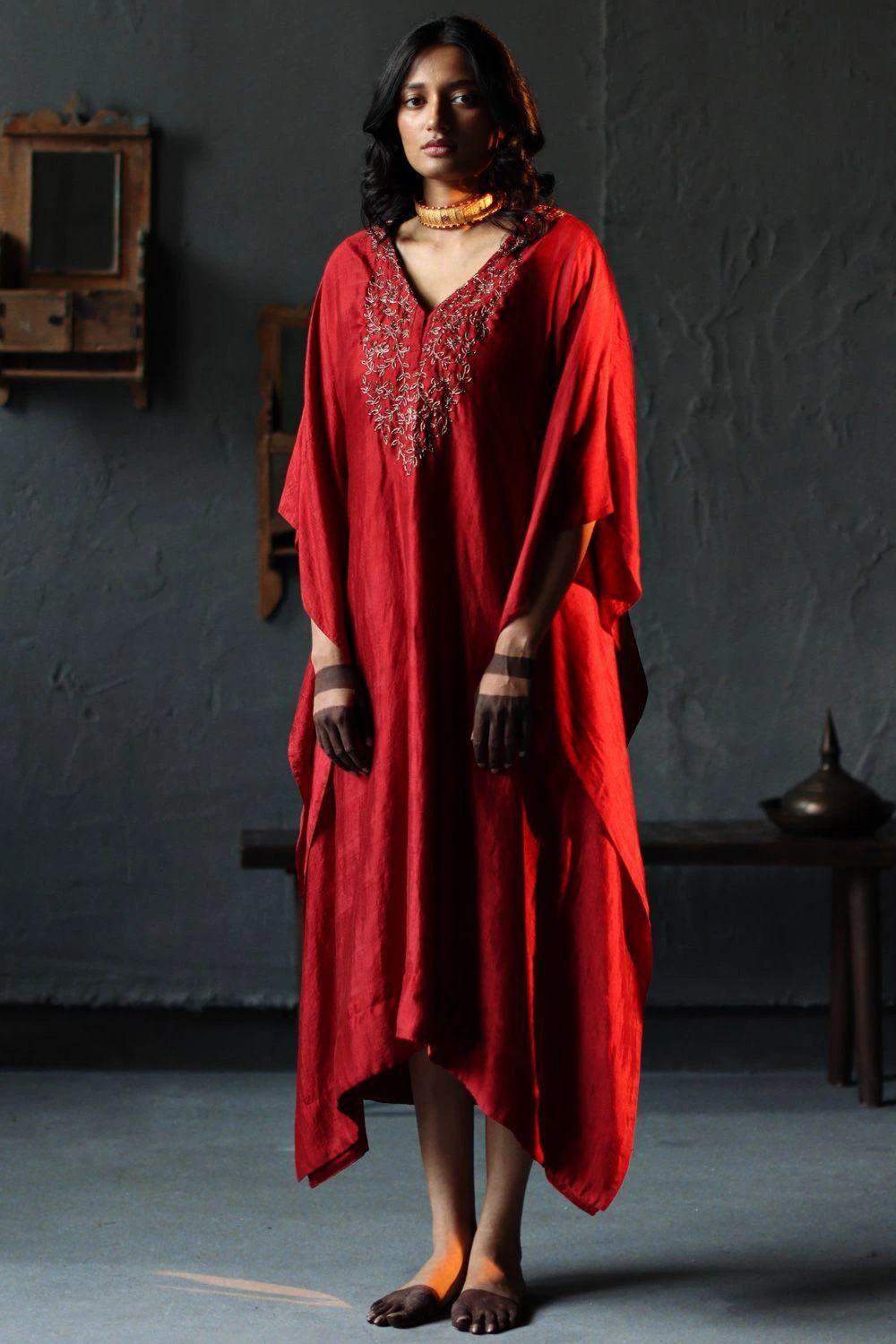 Shorshe Ruby Red Nushka Kaftan Set 4 Shorshe Ruby Red Nushka Kaftan Set - Image 2