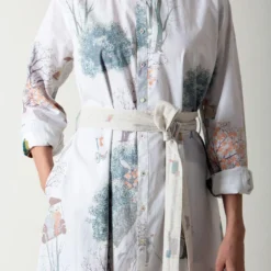 SUKETDHIR White Printed Poplin Shirt Dress -Textalux Sales 101sd34 4