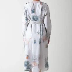 SUKETDHIR White Printed Poplin Shirt Dress -Textalux Sales 101sd34 5