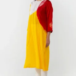 Medium Chrome Colour-blocked Silk Kurta -Textalux Sales 105sm30 2