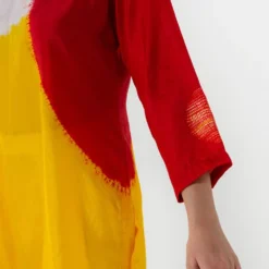 Medium Chrome Colour-blocked Silk Kurta -Textalux Sales 105sm30 3