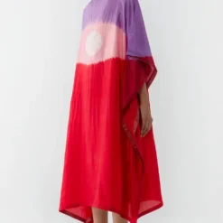 Medium Hand Dyed Colour-blocked Silk Kaftan -Textalux Sales 105sm41 4