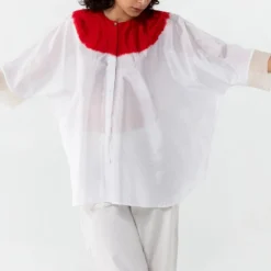 Medium White Hand Dyed Silk Shirt -Textalux Sales 105sm45 3