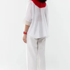 Medium White Hand Dyed Silk Shirt -Textalux Sales 105sm45 4