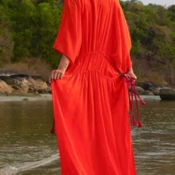 Twinkle Hanspal Lexi Orange Kaftan -Textalux Sales 10723th29 4