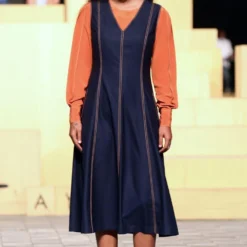 Bodice Denim Panelled Sleeveless Dress