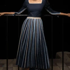 Bodice Square Neck Pleated Dress