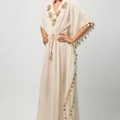 Heirloom By Rara Avis White Drawstring Hamsa Kaftan -Textalux Sales 1108ra01 2