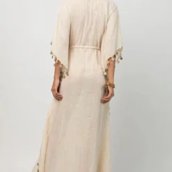 Heirloom By Rara Avis White Drawstring Hamsa Kaftan -Textalux Sales 1108ra01 4