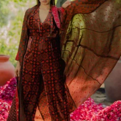 Pooja Keyur Brown Aari Embroidered Jumpsuit -Textalux Sales 111pkm6 4