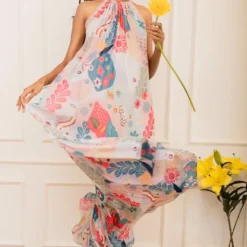 Varun Bahl Pret Multicoloured Amoeba Printed Maxi Dress -Textalux Sales 111vb13 3