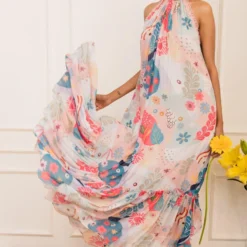 Varun Bahl Pret Multicoloured Amoeba Printed Maxi Dress -Textalux Sales 111vb13 4