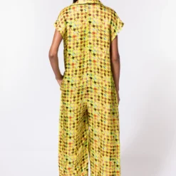 Inca Lime Houndstooth Printed Jumpsuit -Textalux Sales 114inca21 4 1