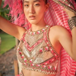 Surily G Neon Pink Embroidered Crop Top 8 Surily G Neon Pink Embroidered Crop Top -Textalux Sales 11523sgv28 3