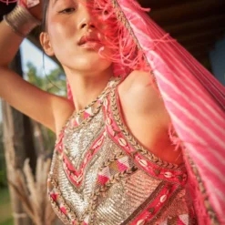 Surily G Neon Pink Embroidered Crop Top 9 Surily G Neon Pink Embroidered Crop Top -Textalux Sales 11523sgv28 4