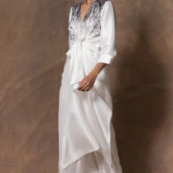 431-88 By Shweta Kapur White Front Knot Embellished Kurta Set -Textalux Sales 115ske18 2