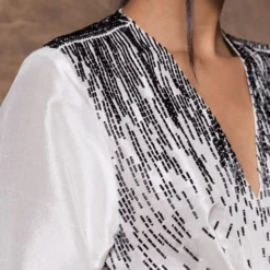 431-88 By Shweta Kapur White Front Knot Embellished Kurta Set -Textalux Sales 115ske18 3