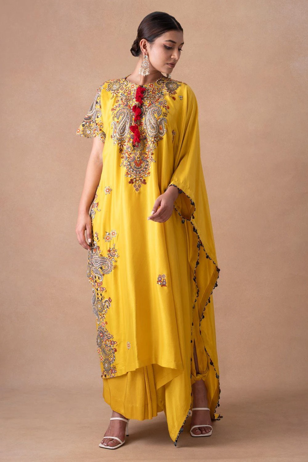 Anamika Khanna Golden Yellow Paisley Embellished Kaftan-Skirt Set 3 Anamika Khanna Golden Yellow Paisley Embellished Kaftan-Skirt Set