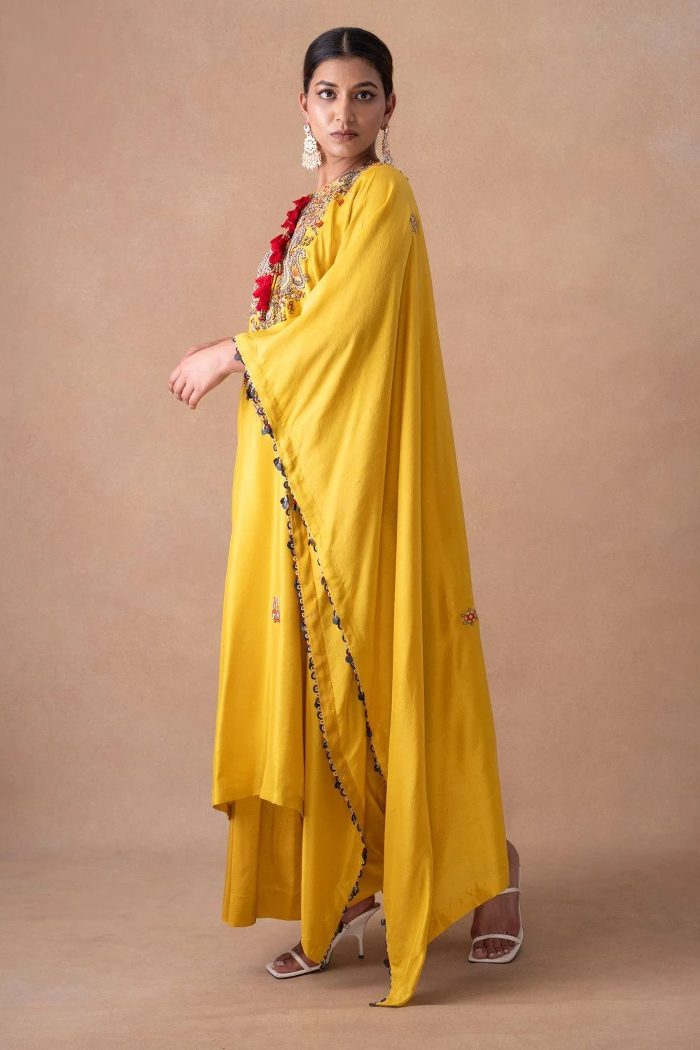 Anamika Khanna Golden Yellow Paisley Embellished Kaftan-Skirt Set 5 Anamika Khanna Golden Yellow Paisley Embellished Kaftan-Skirt Set - Image 3