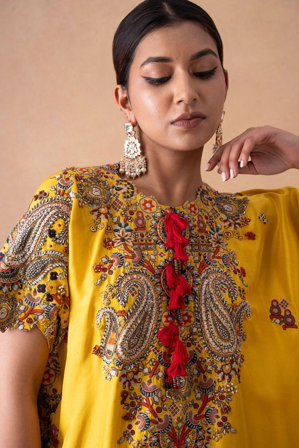 Anamika Khanna Golden Yellow Paisley Embellished Kaftan-Skirt Set 6 Anamika Khanna Golden Yellow Paisley Embellished Kaftan-Skirt Set - Image 4