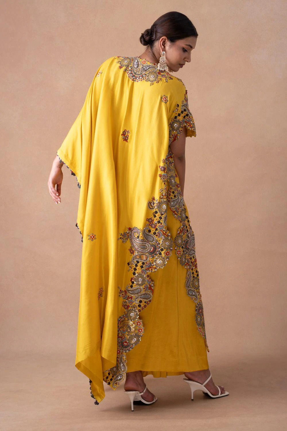 Anamika Khanna Golden Yellow Paisley Embellished Kaftan-Skirt Set 7 Anamika Khanna Golden Yellow Paisley Embellished Kaftan-Skirt Set - Image 5