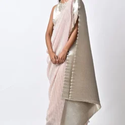 Kiran Uttam Ghosh Metallic Silver Hand Embellished Pleated Kaftan 9 Kiran Uttam Ghosh Metallic Silver Hand Embellished Pleated Kaftan -Textalux Sales 12723kug24 3