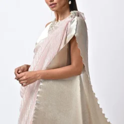 Kiran Uttam Ghosh Metallic Silver Hand Embellished Pleated Kaftan 10 Kiran Uttam Ghosh Metallic Silver Hand Embellished Pleated Kaftan -Textalux Sales 12723kug24 4