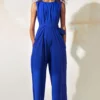 Khara Kapas Electric Blue Fitted Jumpsuit