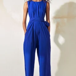 Khara Kapas Electric Blue Fitted Jumpsuit