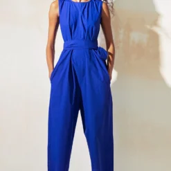 Khara Kapas Electric Blue Fitted Jumpsuit -Textalux Sales 12923kk1 3
