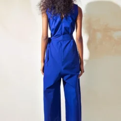 Khara Kapas Electric Blue Fitted Jumpsuit -Textalux Sales 12923kk1 5