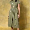 GRAINE Olive Green Cutout Dress -Textalux Sales 1304gra01 1