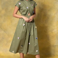 GRAINE Olive Green Cutout Dress -Textalux Sales 1304gra01 3