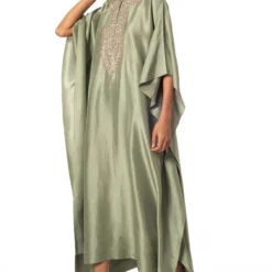 Jayanti Reddy Green Embroidered Kaftan -Textalux Sales 1311jr1 2