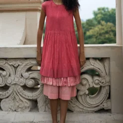 New Release 21 Swatti Kapoor Quartz Pink Layered Dress With Coral Culottes