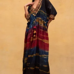 CAPISVIRLEO Multi-coloured Drawstring Kaftan -Textalux Sales 132cp1 3