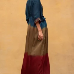 CAPISVIRLEO Embroidered V-neck Tie & Dye Kaftan -Textalux Sales 132cp10 5