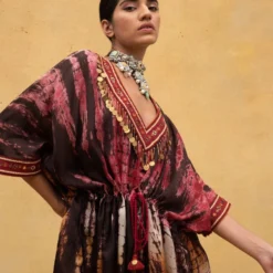 CAPISVIRLEO Red & Rust Tie Dye Kaftan -Textalux Sales 132cp6 4