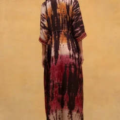 CAPISVIRLEO Red & Rust Tie Dye Kaftan -Textalux Sales 132cp6 5