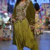 Payal Singhal Olive Green Embellished Kaftan Set -Textalux Sales 1411ps30 1