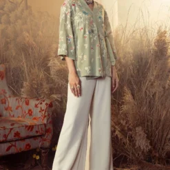 PATINE Sage Green Embroidered Wrap Top