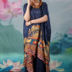 Rajdeep Ranawat Blue Lavanya Draped Tunic Set -Textalux Sales 1503rr13 4 1